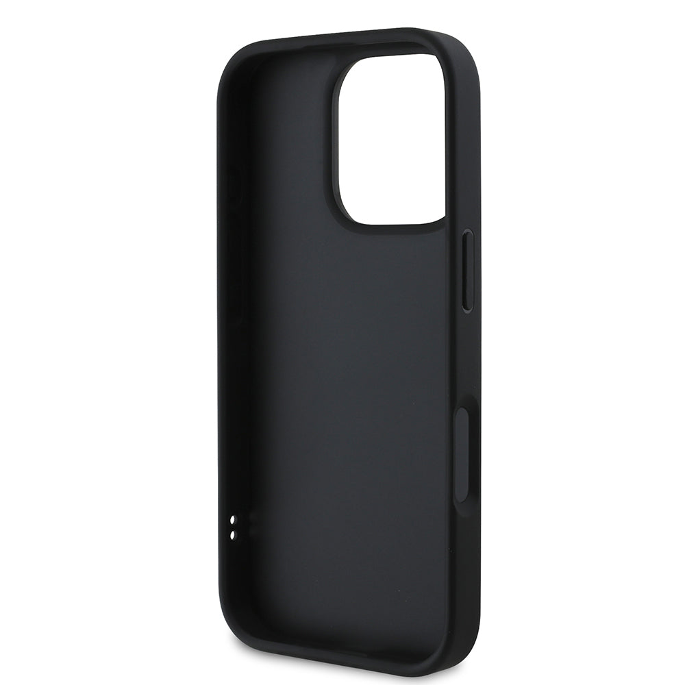 Apple iPhone 16 Pro Max Kılıf DKNY Orjinal Lisanslı Kartlıklı 3D Yazılı Repeat Texture Pattern Kapak Siyah