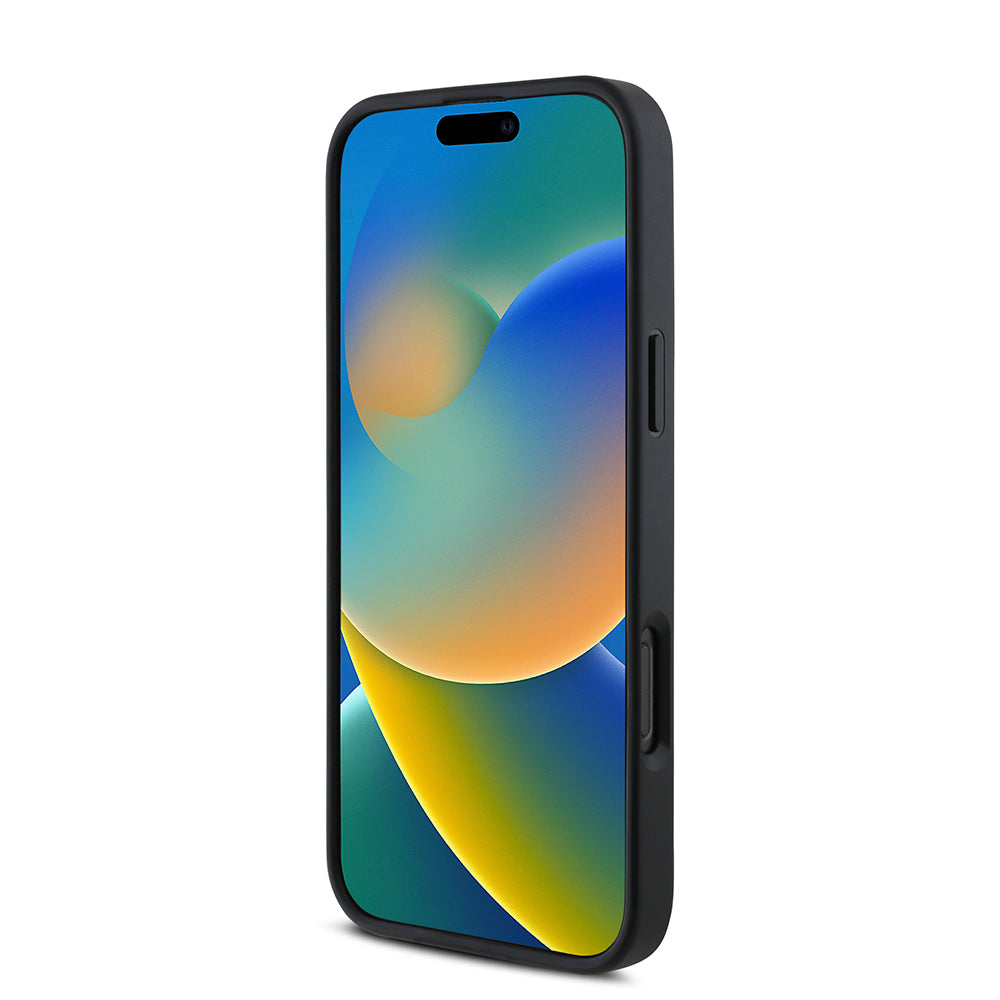 Apple iPhone 16 Pro Max Kılıf DKNY Orjinal Lisanslı Magsafe Şarj Özellikli Metal Logolu PU Deri Grained Kapak Siyah