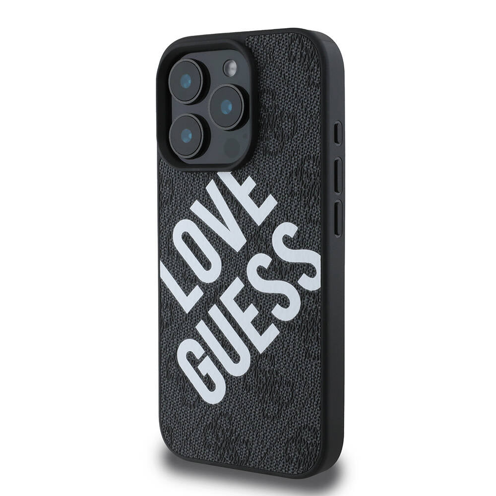 Apple iPhone 16 Pro Max Kılıf Guess Orjinal Lisanslı Big Love Guess Kapak Kahverengi