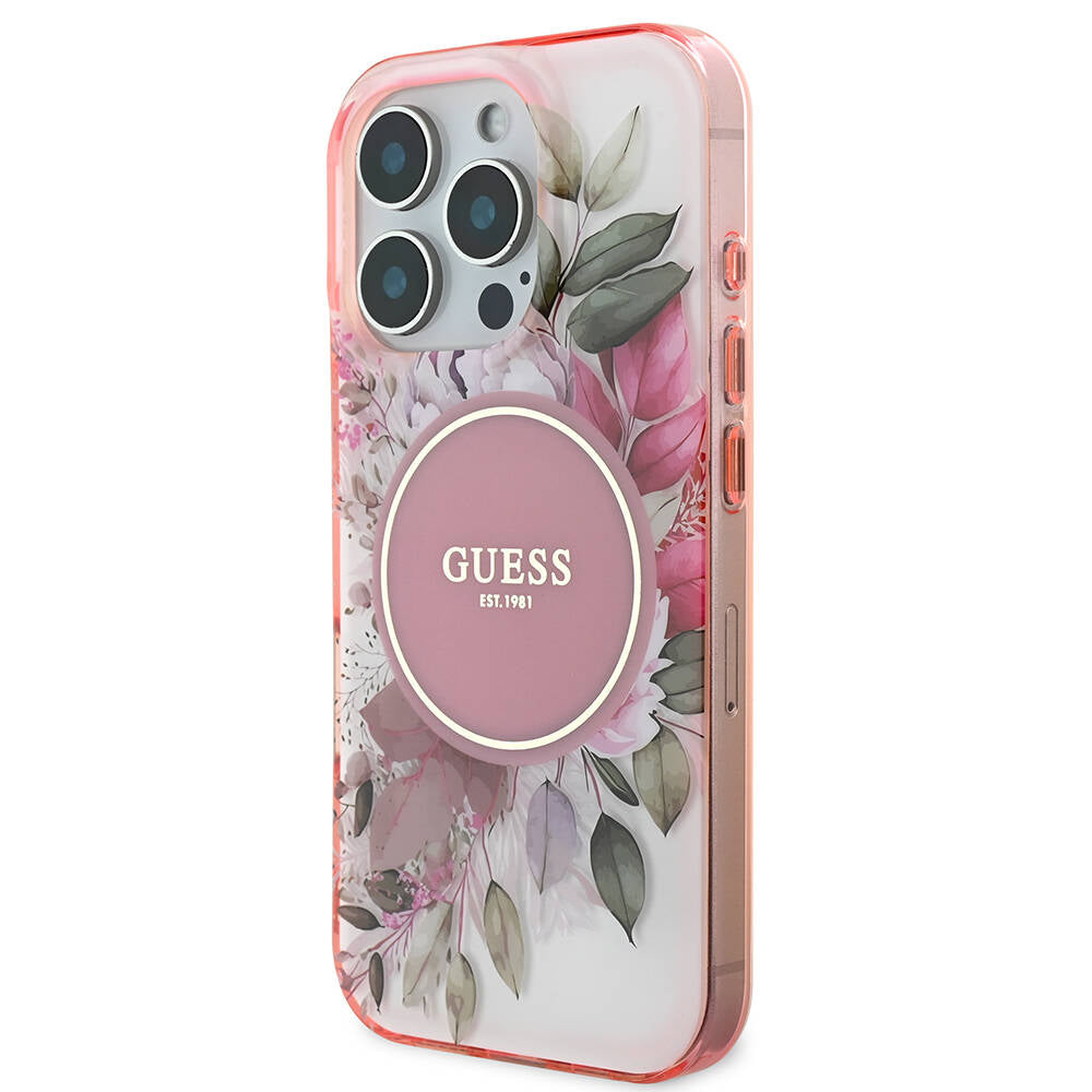 Apple iPhone 16 Pro Max Kılıf Guess Orjinal Lisanslı Magsafe Şarj Özellikli Flower Tonal Circle Kapak Mor