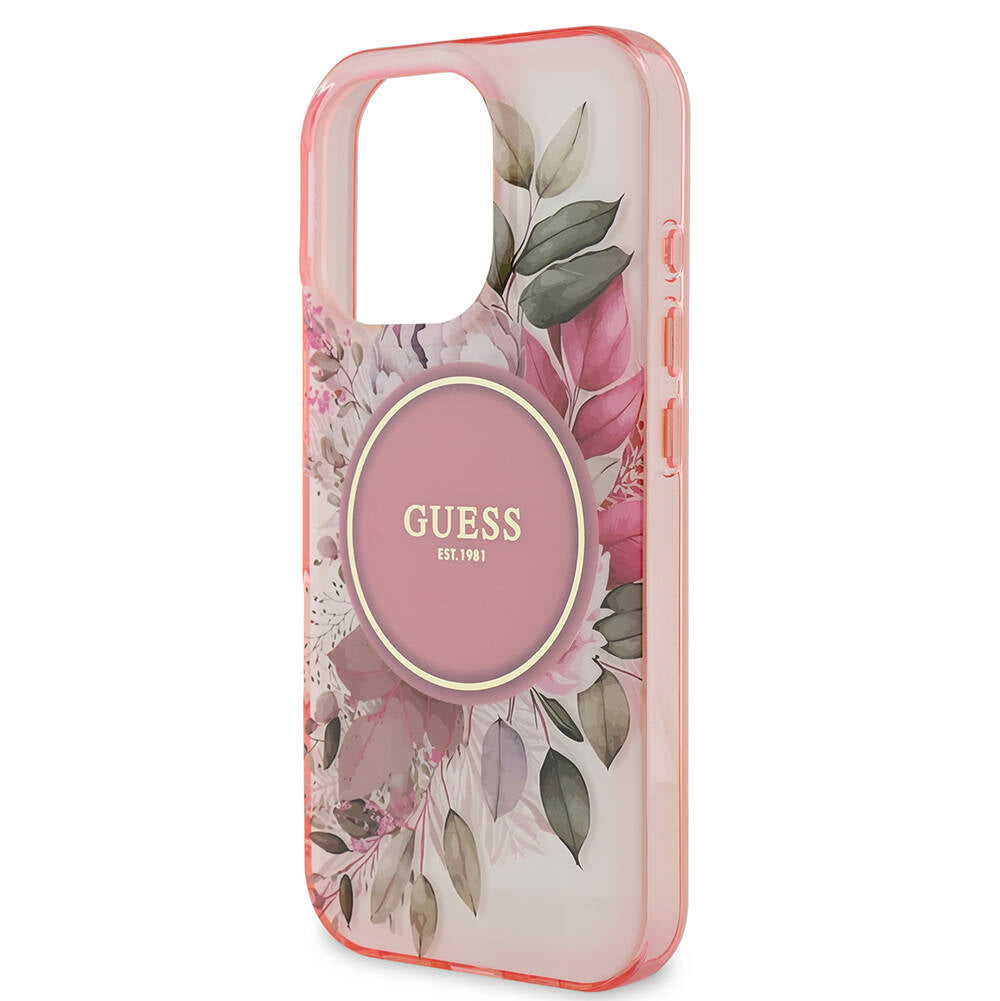 Apple iPhone 16 Pro Max Kılıf Guess Orjinal Lisanslı Magsafe Şarj Özellikli Flower Tonal Circle Kapak Yeşil