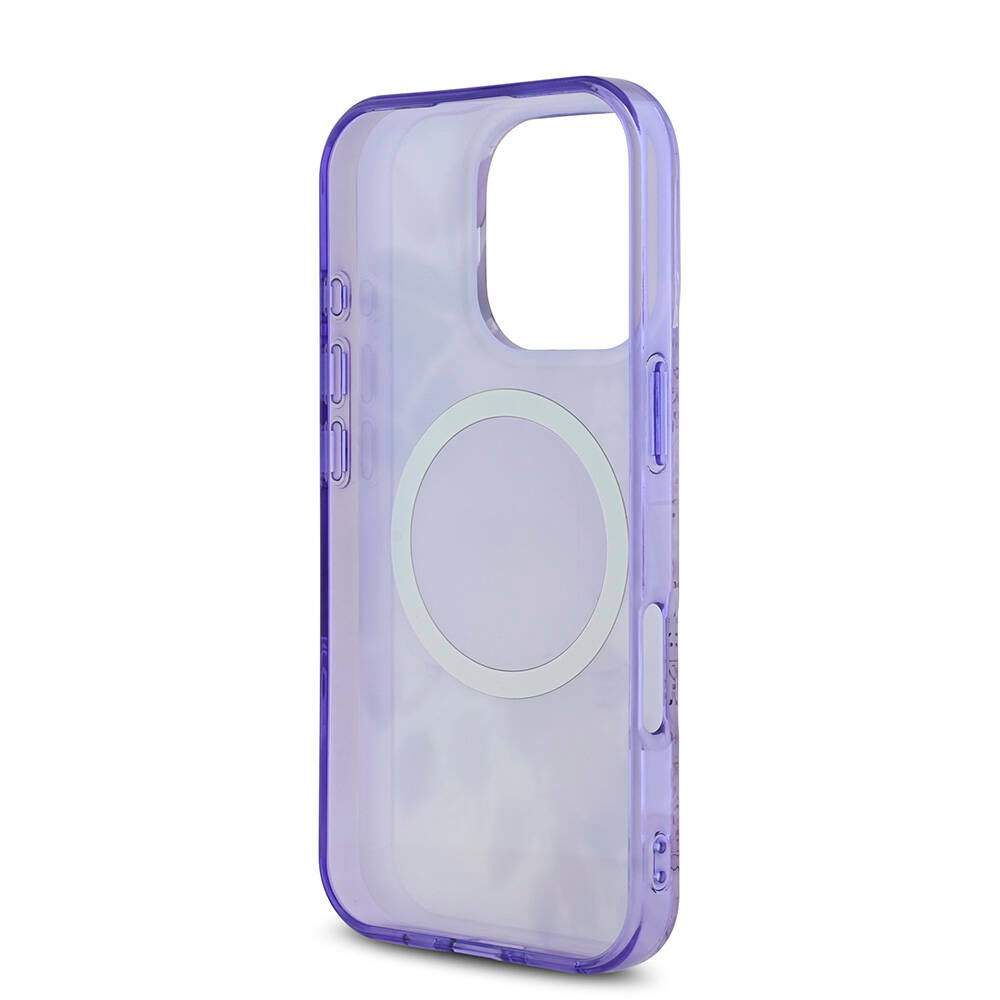 Apple iPhone 16 Pro Max Kılıf Guess Orjinal Lisanslı Magsafe Şarj Özellikli Flower Tonal Circle Kapak Pembe