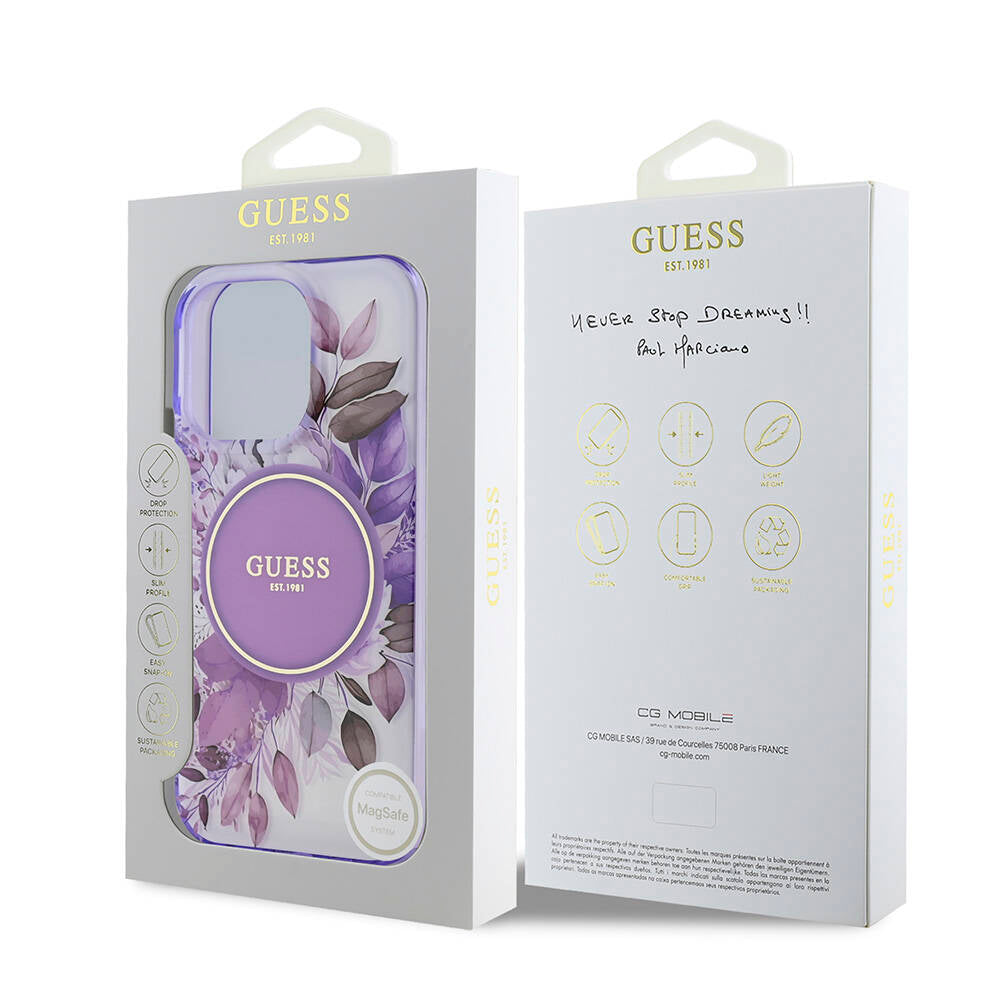 Apple iPhone 16 Pro Max Kılıf Guess Orjinal Lisanslı Magsafe Şarj Özellikli Flower Tonal Circle Kapak Pembe