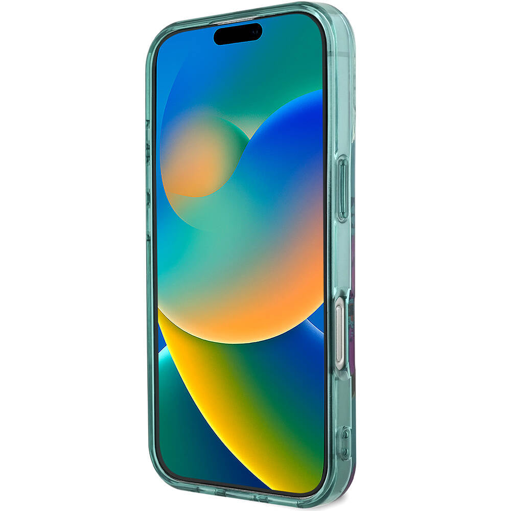 Apple iPhone 16 Pro Max Kılıf Guess Orjinal Lisanslı Magsafe Şarj Özellikli Flower Tone On Tone Ring Kapak Pembe