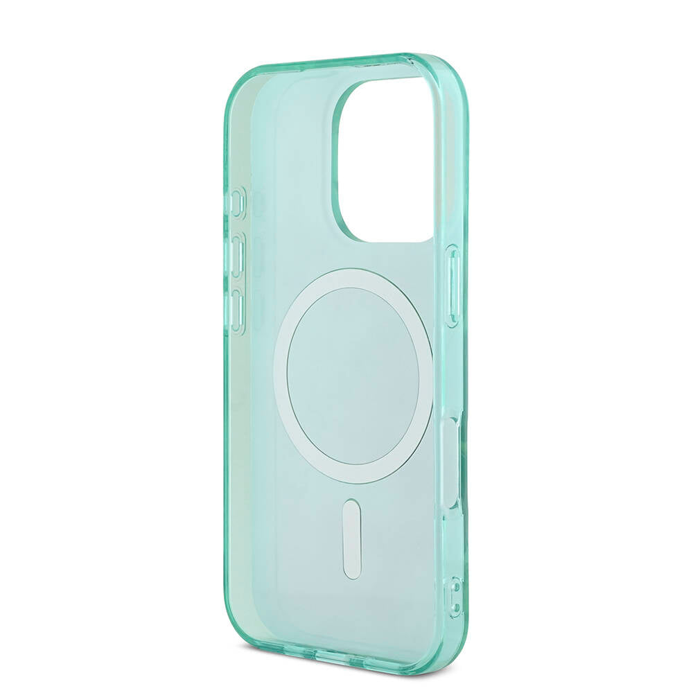 Apple iPhone 16 Pro Max Kılıf Guess Orjinal Lisanslı Magsafe Şarj Özellikli IML Baskılı Jungle Ring Kapak Mor