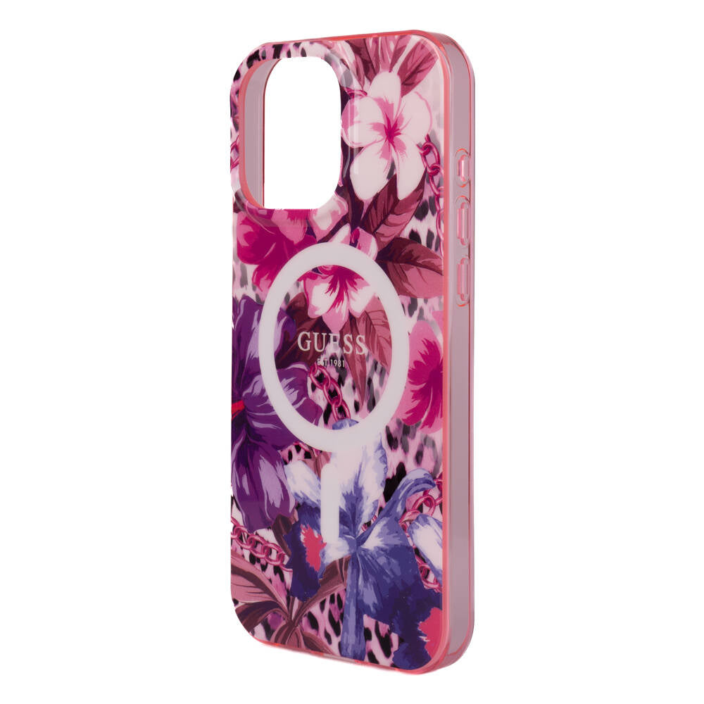 Apple iPhone 16 Pro Max Kılıf Guess Orjinal Lisanslı Magsafe Şarj Özellikli IML Baskılı Jungle Ring Kapak Yeşil