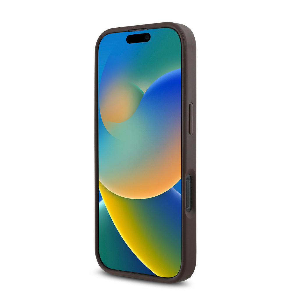 Apple iPhone 16 Pro Max Kılıf Guess Orjinal Lisanslı Magsafe Şarj Özellikli PU Üçgen Logo 4G Desenli Kapak Pembe