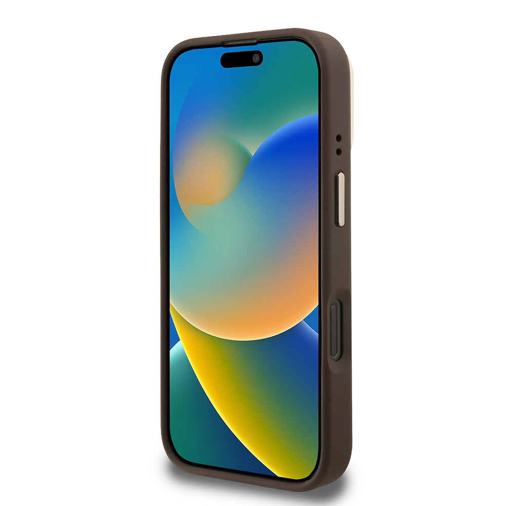 Apple iPhone 16 Pro Max Kılıf Guess Orjinal Lisanslı PU Deri 4G Desenli Metal Büyük 4G ve Yazı Logolu Kamera Standlı Kapak Siyah