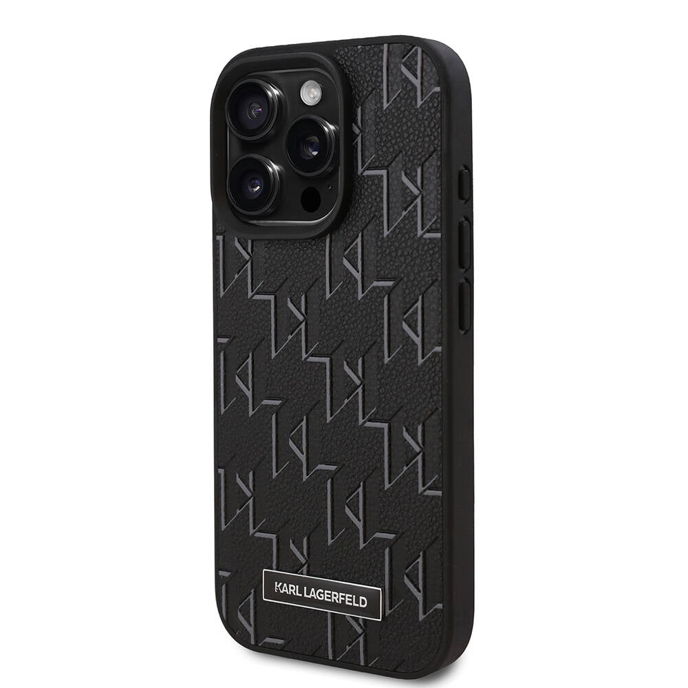 Apple iPhone 16 Pro Max Kılıf Karl Lagerfeld Orjinal Lisanslı Magsafe Şarj Özellikli KL Yazılı Hot Stamp Kapak Krem