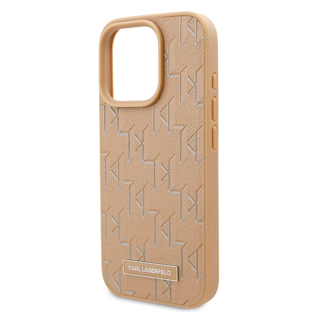 Apple iPhone 16 Pro Max Kılıf Karl Lagerfeld Orjinal Lisanslı Magsafe Şarj Özellikli KL Yazılı Hot Stamp Kapak Pembe