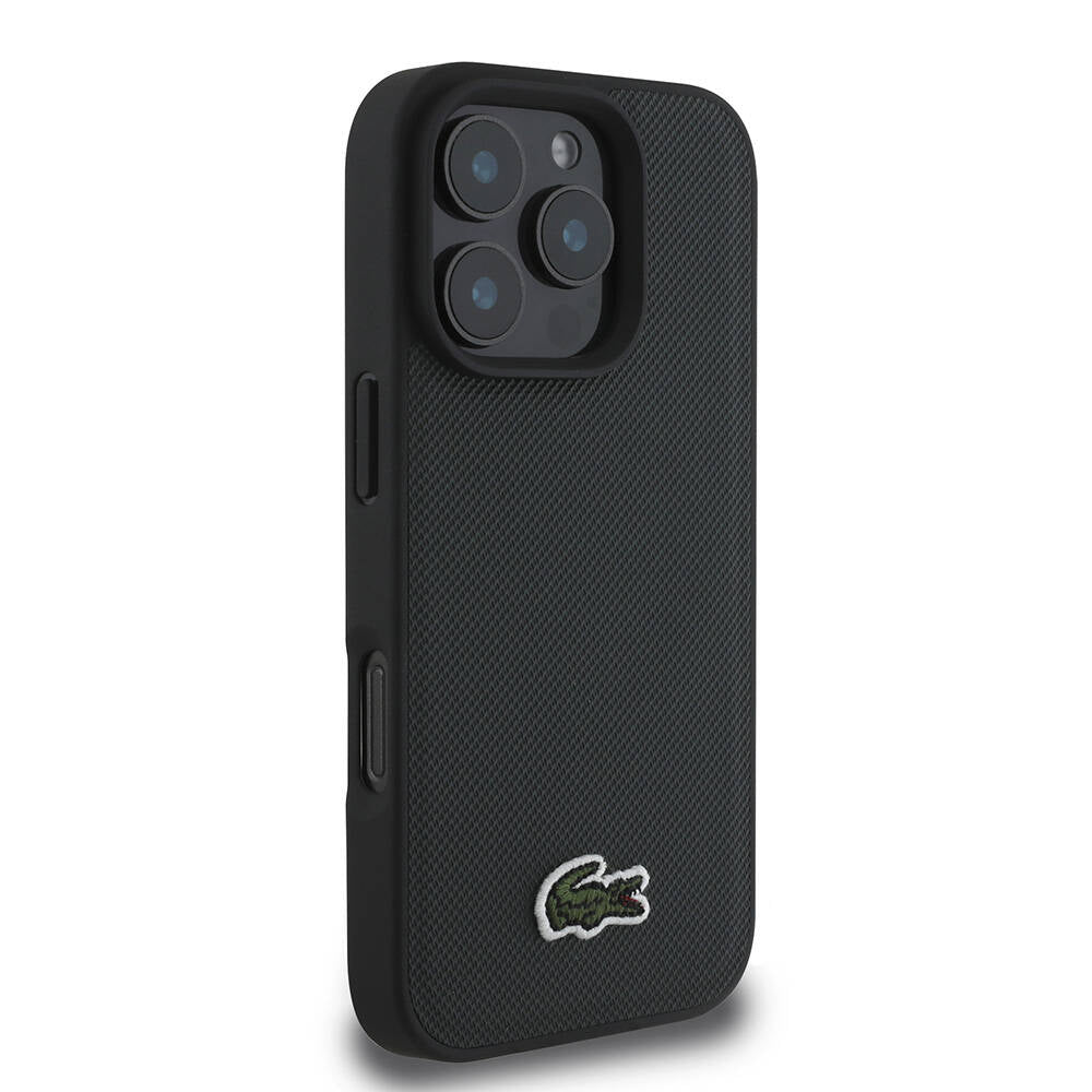 Apple iPhone 16 Pro Max Kılıf Lacoste Orjinal Lisanslı PU Pike Desenli Arka Yüzey İkonik Timsah Dokuma Logolu Kapak Kırmızı