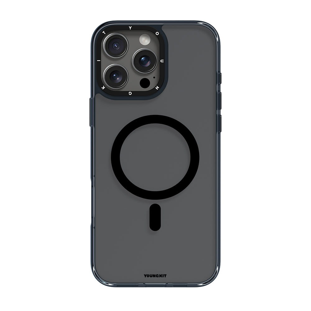 Apple iPhone 16 Pro Max Kılıf M-safe Şarj Özellikli Cam Arka Yüzey TPU Youngkit Gemstone Clear Serisi Kapak Gold