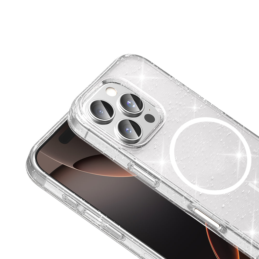 Apple iPhone 16 Pro Max Kılıf M-safe Şarj Özellikli Parlayan Simli Saydam Renkli Zore Maris Kapak Şeffaf