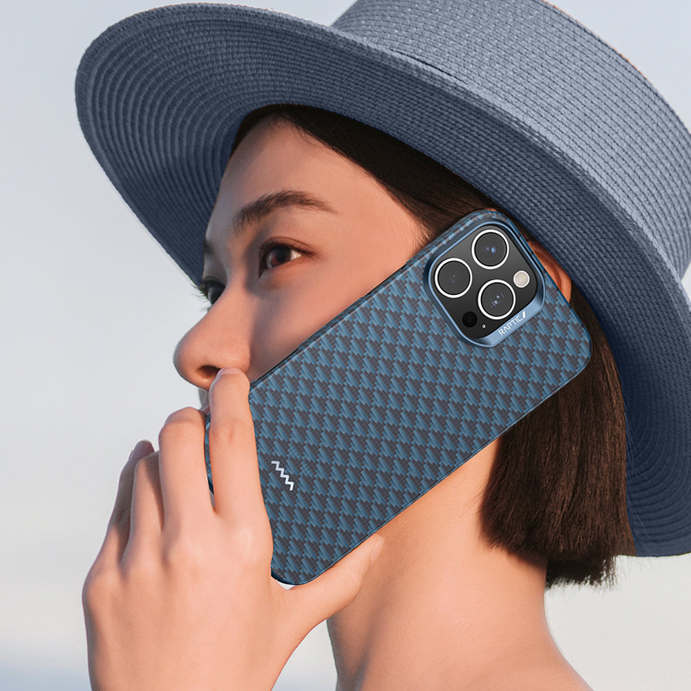 Apple iPhone 16 Pro Max Kılıf M-safe Şarj Özellikli Raptic Aramid Skin Origin Serisi Kapak Lacivert