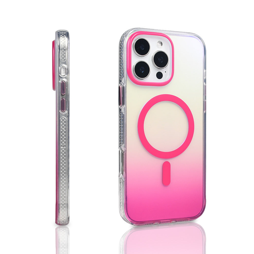 Apple iPhone 16 Pro Max Kılıf M-safe Şarj Özellikli Transparan Renk Geçişli Zore Toros Kapak Siyah