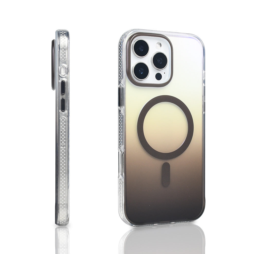 Apple iPhone 16 Pro Max Kılıf M-safe Şarj Özellikli Transparan Renk Geçişli Zore Toros Kapak Rose Pembe