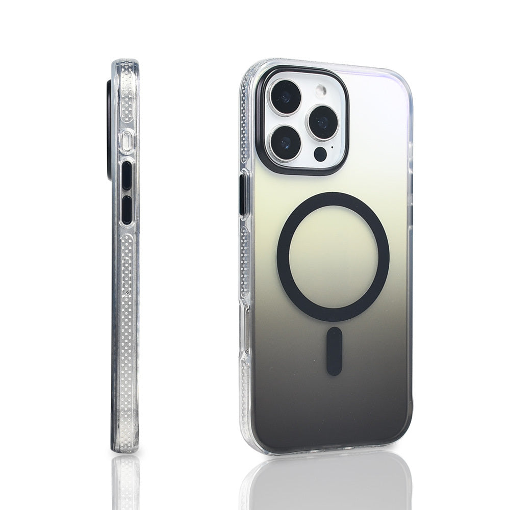 Apple iPhone 16 Pro Max Kılıf M-safe Şarj Özellikli Transparan Renk Geçişli Zore Toros Kapak Rose Gold