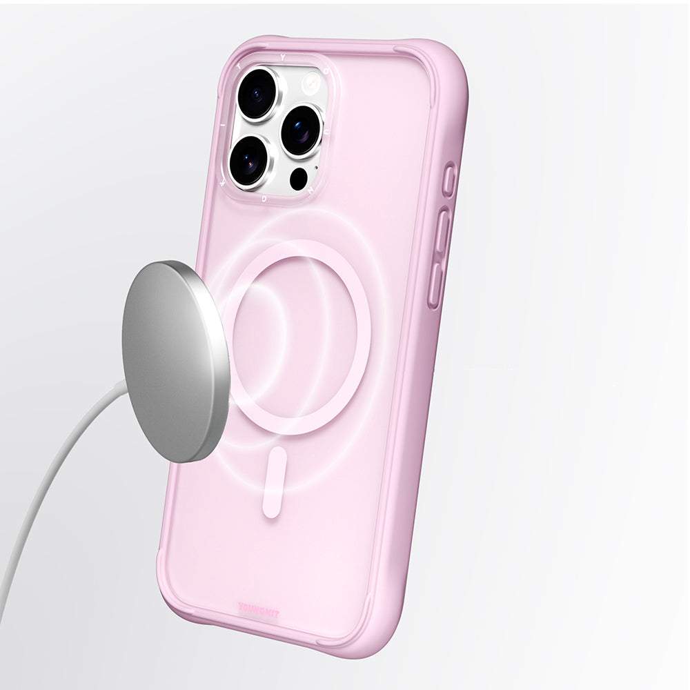 Apple iPhone 16 Pro Max Kılıf M-safe Şarj Özellikli Youngkit Macaroon Serisi Kapak Açık Yeşil