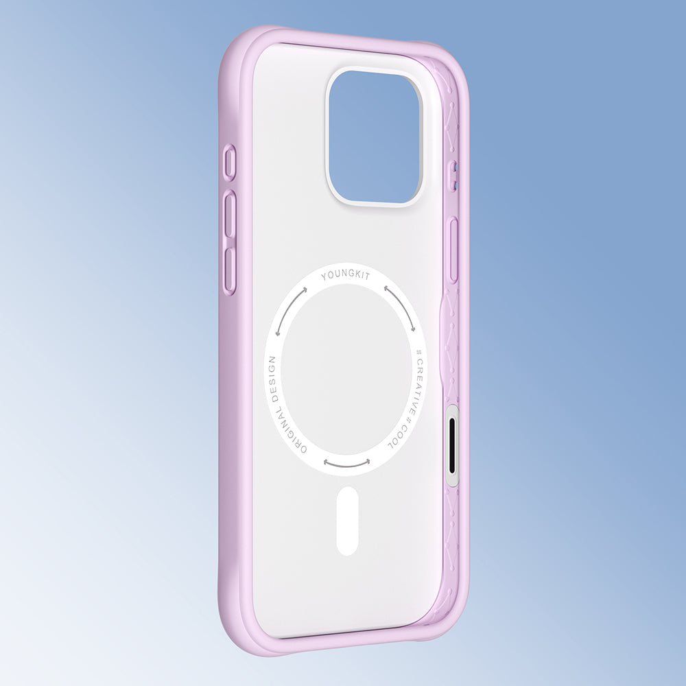 Apple iPhone 16 Pro Max Kılıf M-safe Şarj Özellikli Youngkit Macaroon Serisi Kapak Beyaz