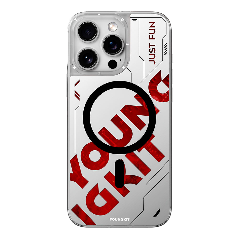 Apple iPhone 16 Pro Max Kılıf Magsafe Şarj Özellikli Airbagli Çift Katmanlı Youngkit Future Streamer Serisi Kapak Mavi