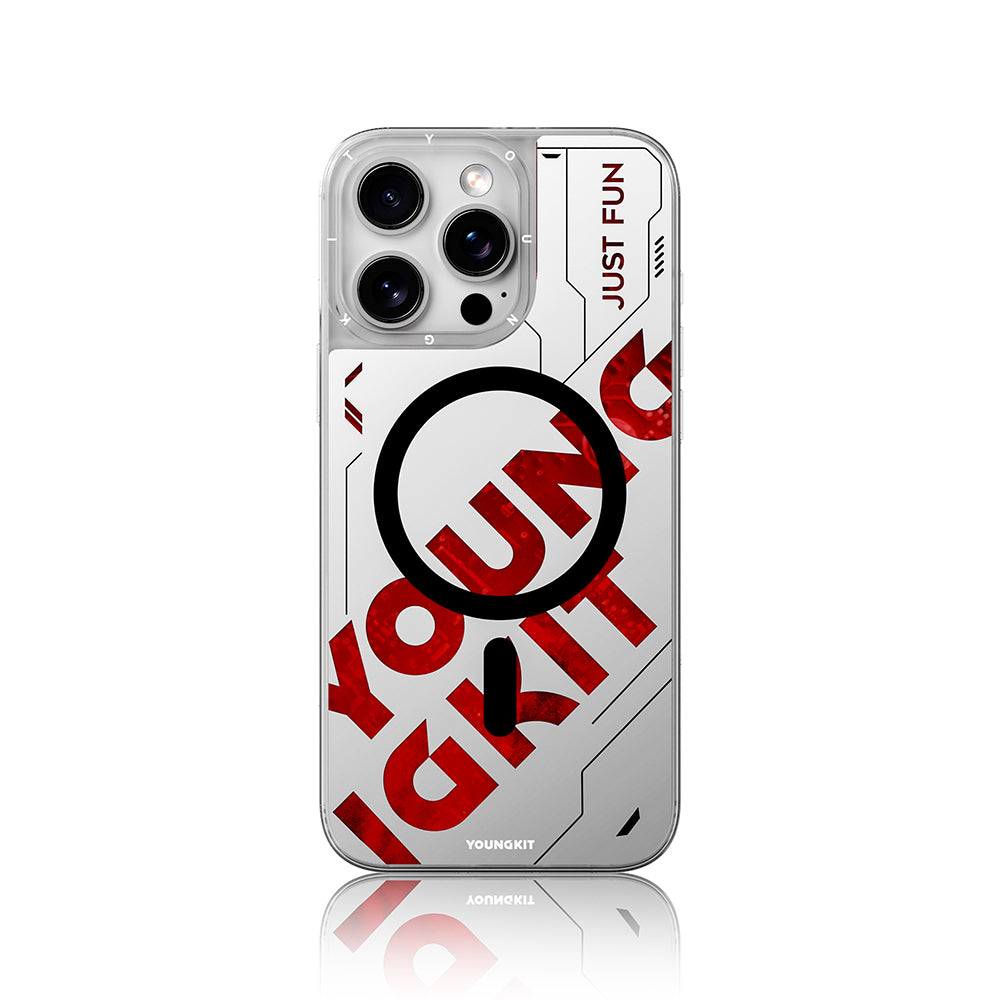 Apple iPhone 16 Pro Max Kılıf Magsafe Şarj Özellikli Airbagli Çift Katmanlı Youngkit Future Streamer Serisi Kapak Kırmızı