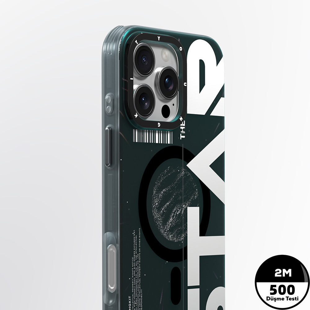 Apple iPhone 16 Pro Max Kılıf Magsafe Şarj Özellikli Airbagli Hologram Tasarımlı Youngkit Interstellar Serisi Kapak Füme