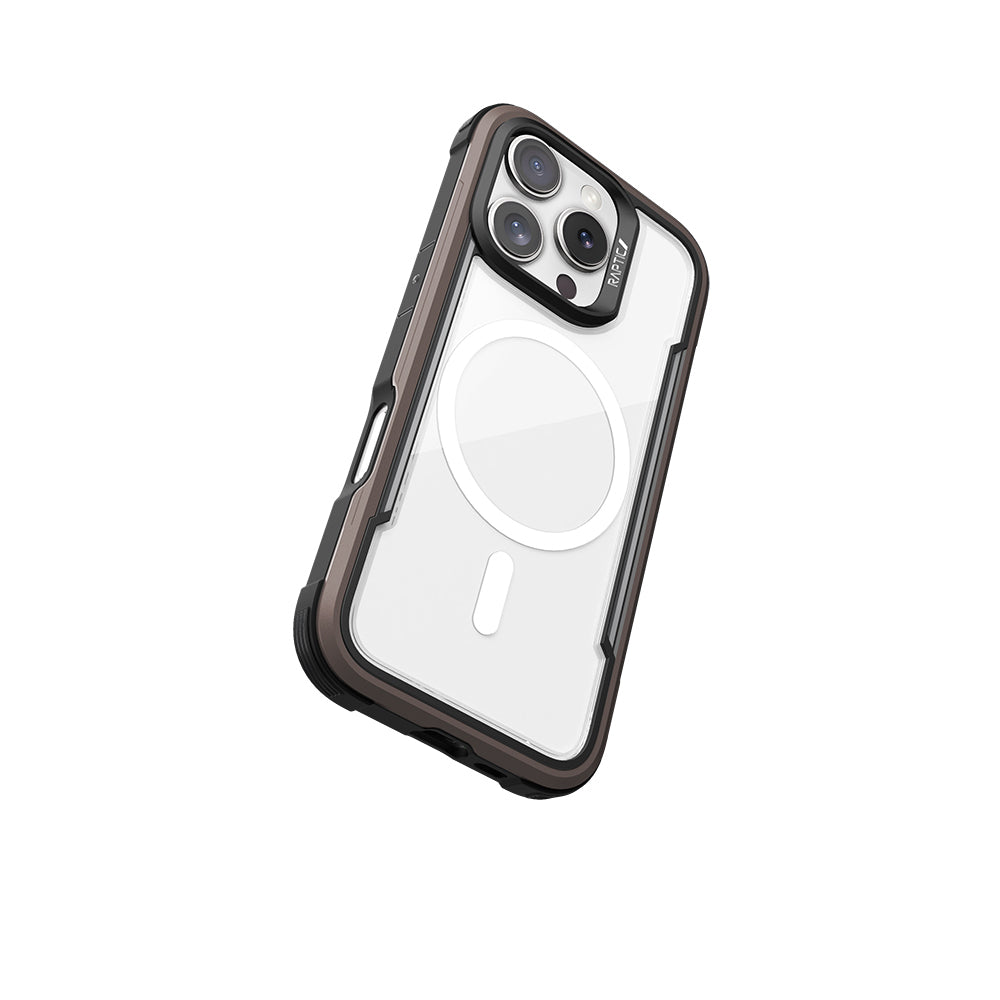 Apple iPhone 16 Pro Max Kılıf M-safe Şarj Özellikli Airbagli Raptic Shield Serisi Şeffaf Arka Yüzey Kapak Kahverengi