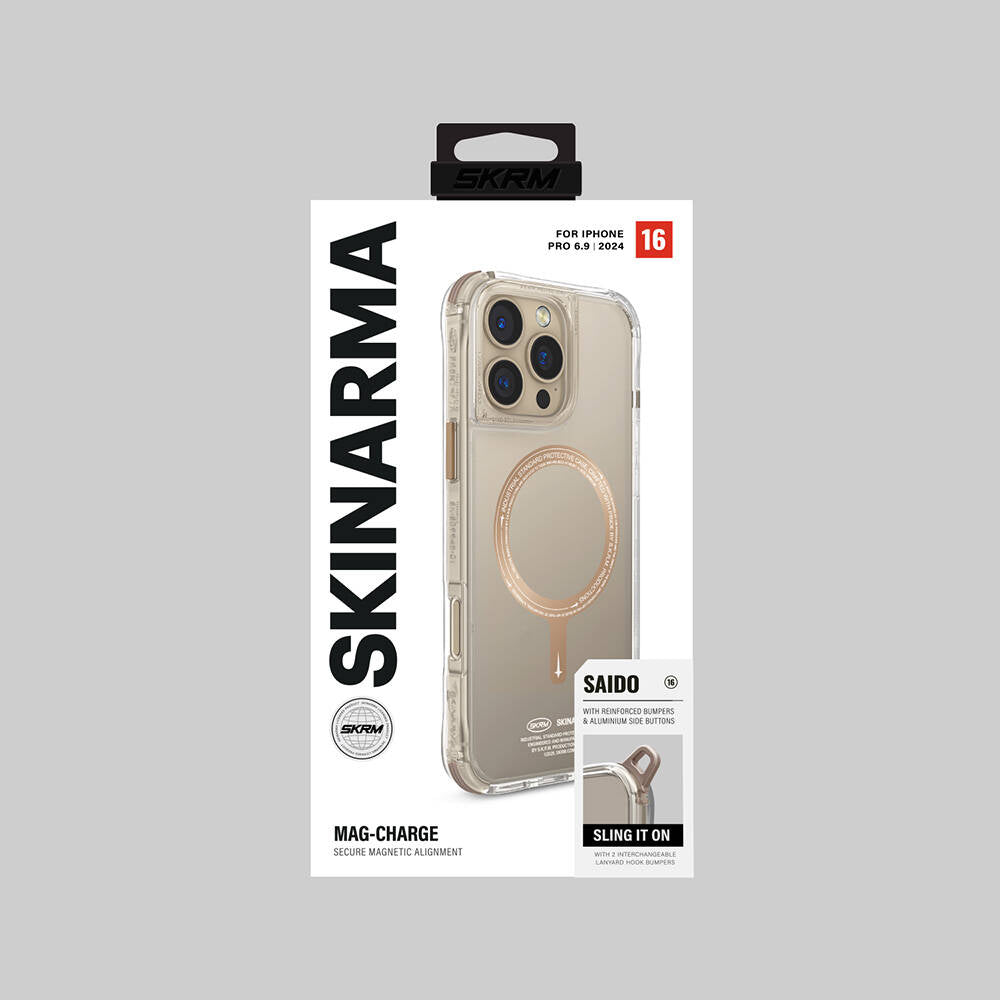 Apple iPhone 16 Pro Max Kılıf Magsafe Şarj Özellikli Airbagli Şeffaf SkinArma Saido Prime Kapak Titanyum