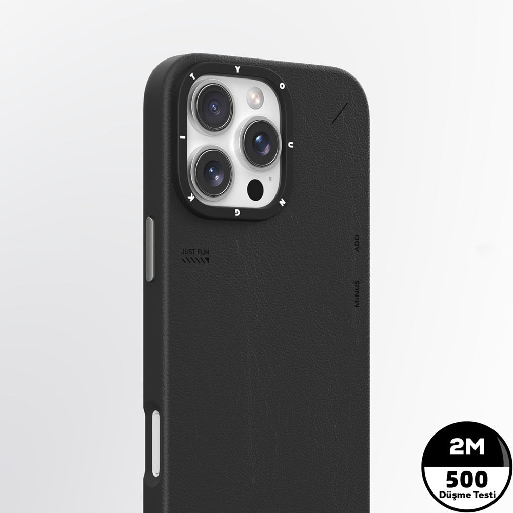 Apple iPhone 16 Pro Max Kılıf Magsafe Şarj Özellikli Basit Mat Deri Desenli Youngkit Tech Fashion Serisi Kapak Siyah