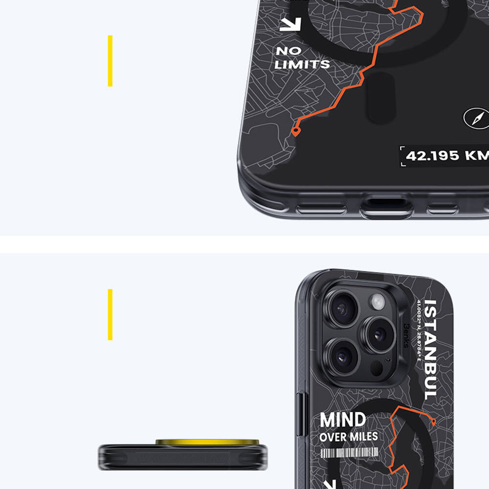 Apple iPhone 16 Pro Max Kılıf Magsafe Şarj Özellikli Benks City Serisi Kapak Siyah