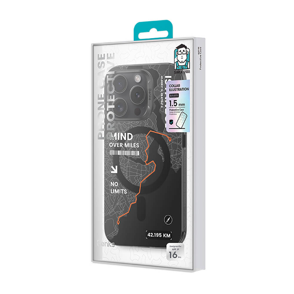 Apple iPhone 16 Pro Max Kılıf Magsafe Şarj Özellikli Benks City Serisi Kapak Siyah-Turuncu