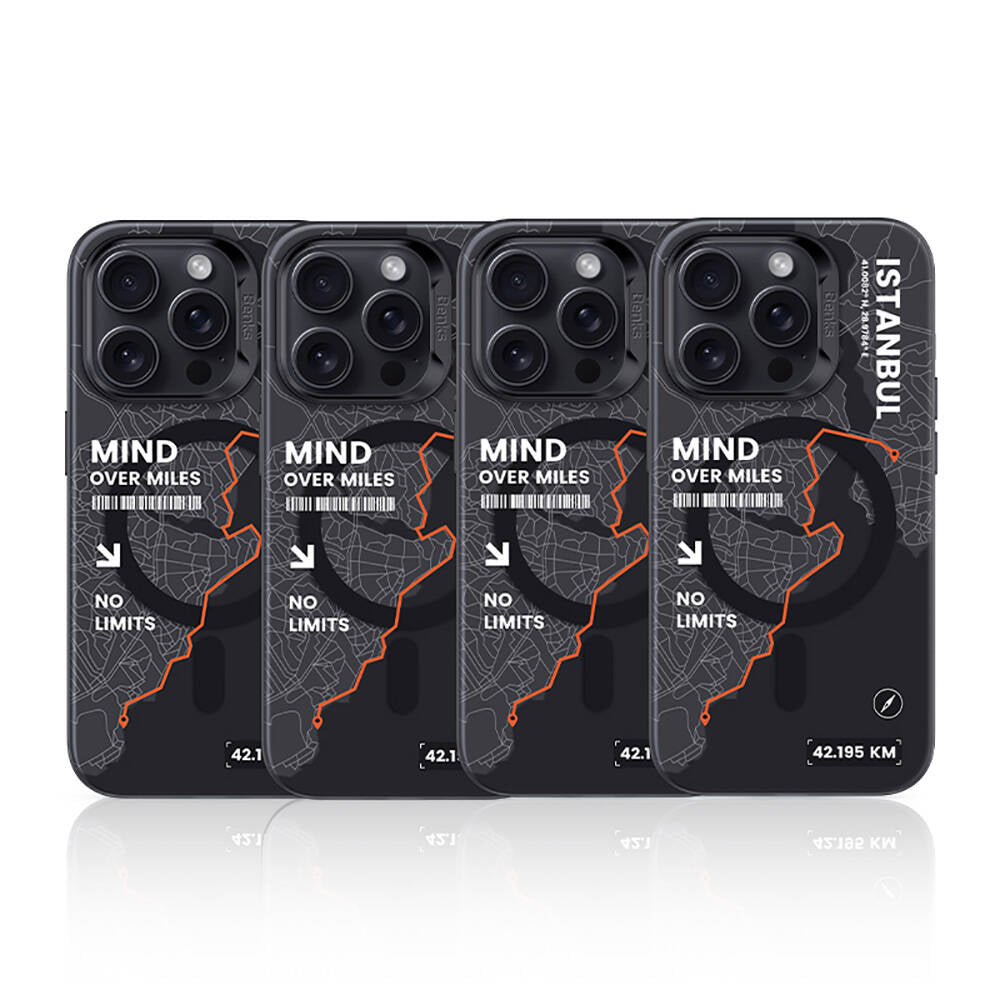 Apple iPhone 16 Pro Max Kılıf Magsafe Şarj Özellikli Benks City Serisi Kapak Siyah-Turuncu