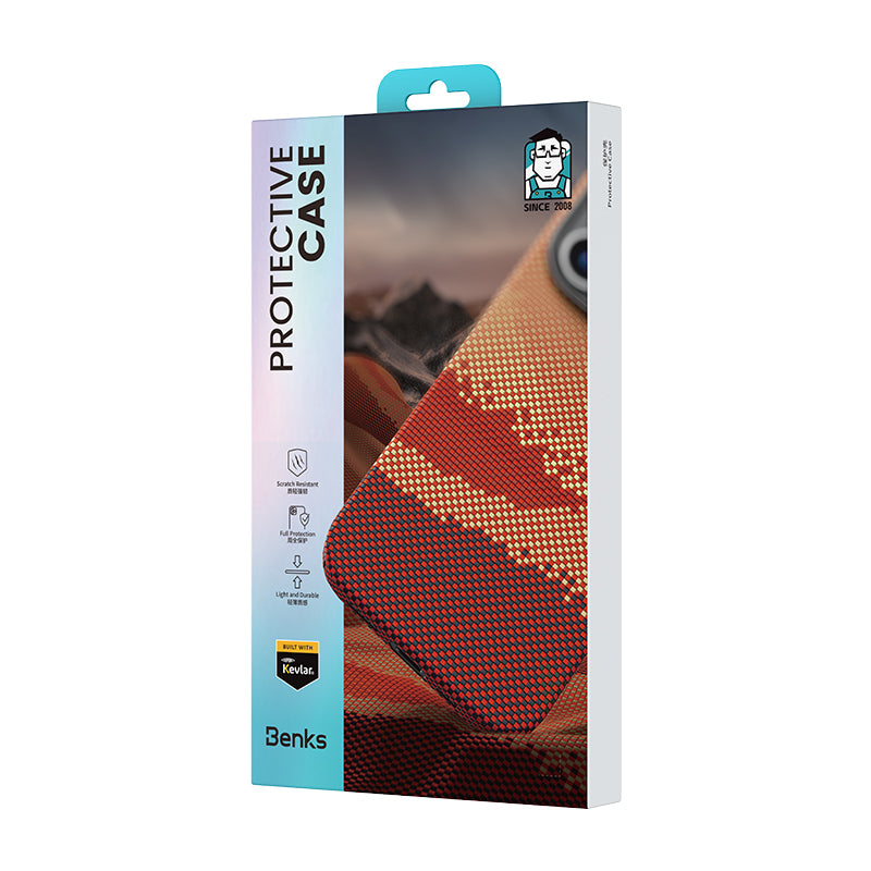 Apple iPhone 16 Pro Max Kılıf Magsafe Şarj Özellikli Benks GoldenTide ArmorAir 600D Kevlar Kapak Gold