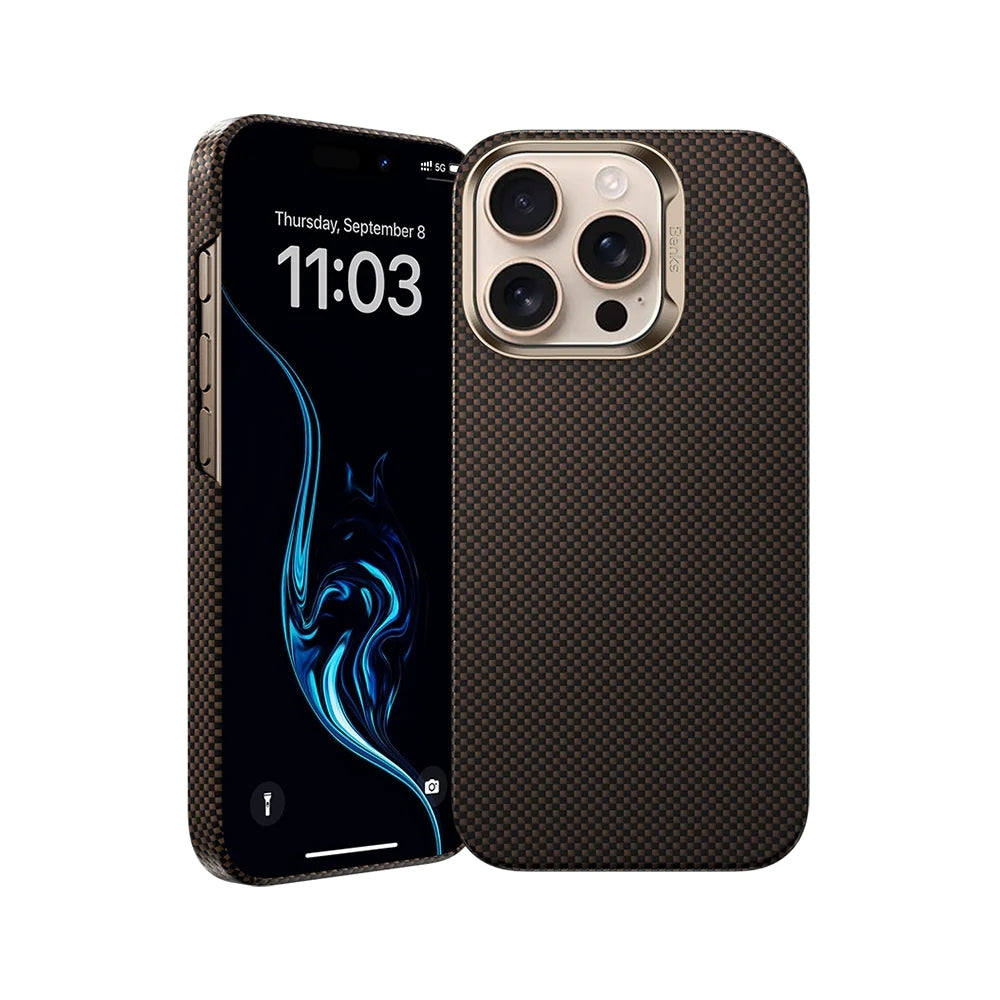 Apple iPhone 16 Pro Max Kılıf Magsafe Şarj Özellikli Benks Yeni Seri ArmorTint ArmorAir Kevlar Kapak Gold