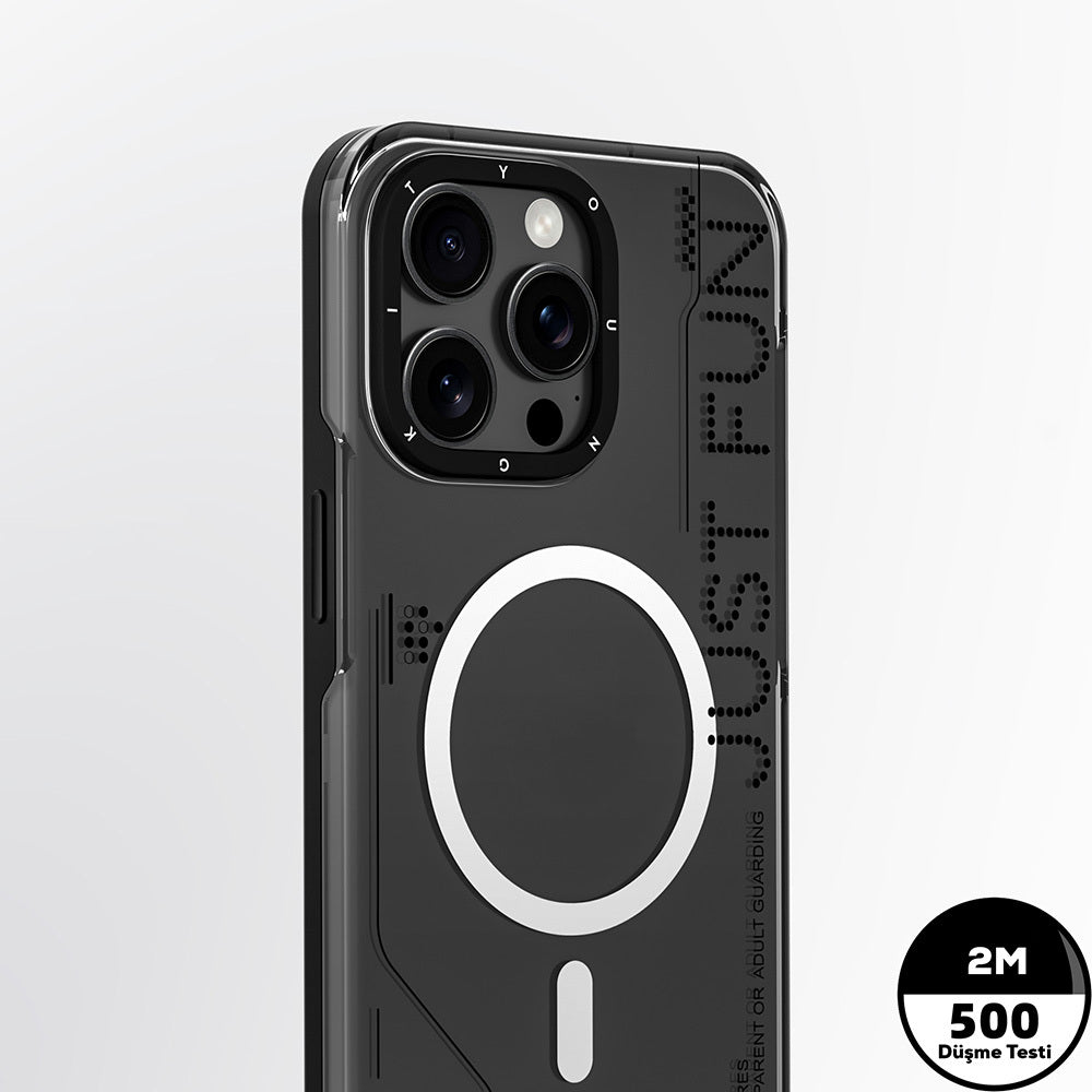 Apple iPhone 16 Pro Max Kılıf Magsafe Şarj Özellikli Çıkarılabilir Arka Yüzeyli Youngkit Mecha Kapak Siyah