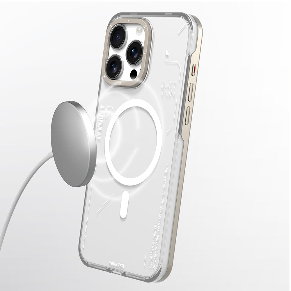 Apple iPhone 16 Pro Max Kılıf Magsafe Şarj Özellikli Çıkarılabilir Arka Yüzeyli Youngkit Mecha Kapak Desert Gold