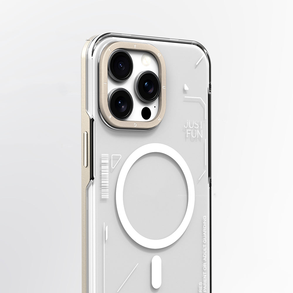 Apple iPhone 16 Pro Max Kılıf Magsafe Şarj Özellikli Çıkarılabilir Arka Yüzeyli Youngkit Mecha Kapak Gold