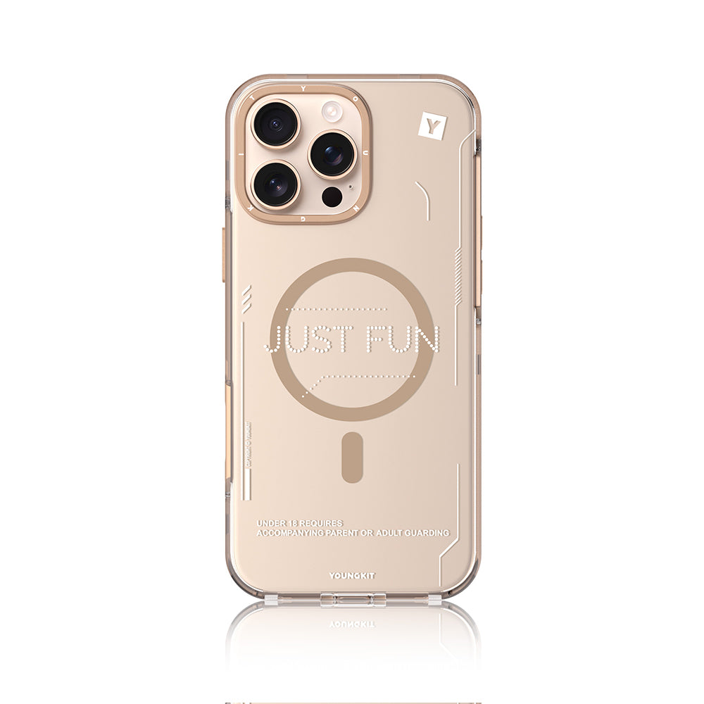 Apple iPhone 16 Pro Max Kılıf Magsafe Şarj Özellikli Çıkarılabilir Arka Yüzeyli Youngkit Mecha Kapak Gold