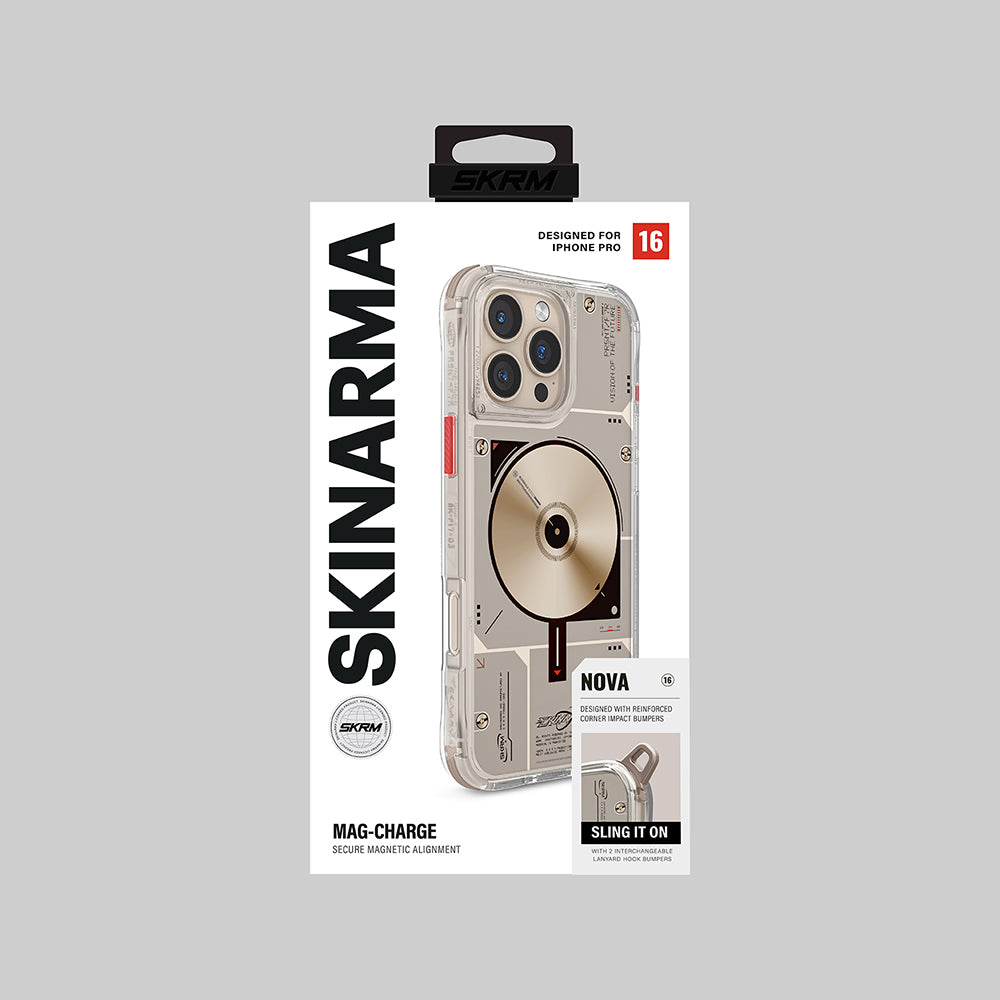 Apple iPhone 16 Pro Max Kılıf Magsafe Şarj Özellikli Disk Desenli Airbag Tasarımlı Skinarma Nova Kapak Gold