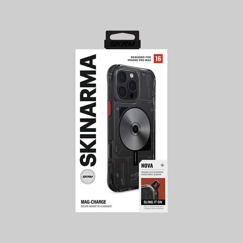 Apple iPhone 16 Pro Max Kılıf Magsafe Şarj Özellikli Disk Desenli Airbag Tasarımlı Skinarma Nova Kapak Siyah