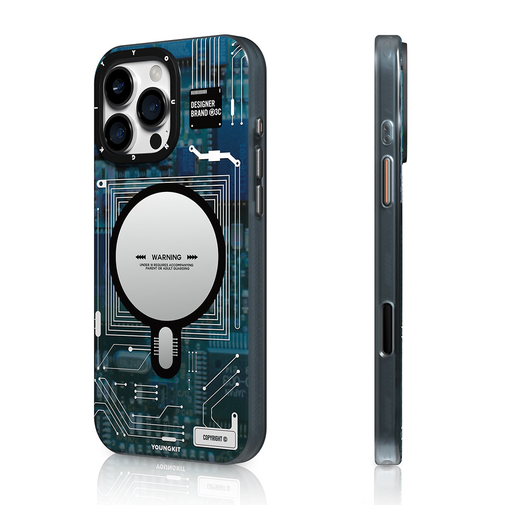 Apple iPhone 16 Pro Max Kılıf M-safe Şarj Özellikli Kamera Denetim Butonlu Youngkit Technology Serisi Kapak Gri