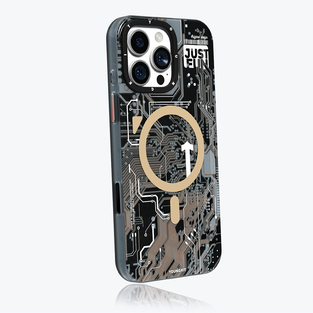 Apple iPhone 16 Pro Max Kılıf M-safe Şarj Özellikli Kamera Denetim Butonlu Youngkit Technology Serisi Kapak Mavi