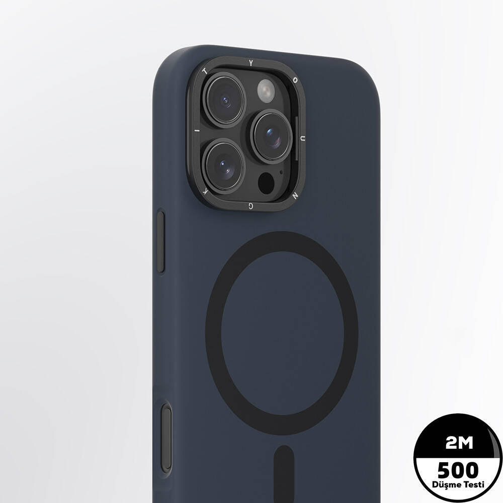 Apple iPhone 16 Pro Max Kılıf Magsafe Şarj Özellikli Kamera Standlı Youngkit Bitty Cream Kapak Gri