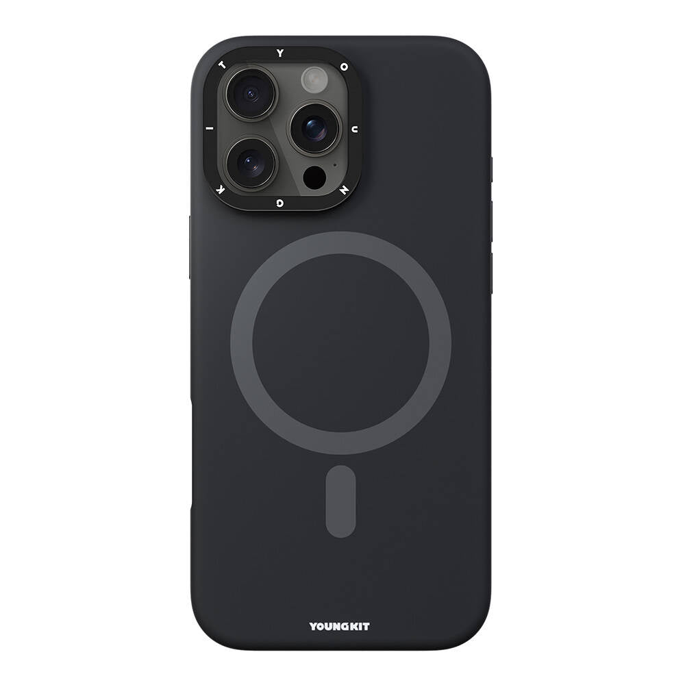 Apple iPhone 16 Pro Max Kılıf Magsafe Şarj Özellikli Kamera Standlı Youngkit Bitty Cream Kapak Mavi