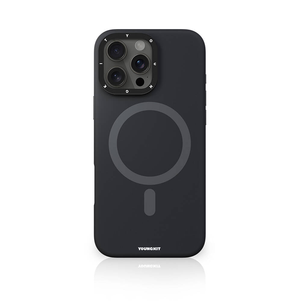 Apple iPhone 16 Pro Max Kılıf Magsafe Şarj Özellikli Kamera Standlı Youngkit Bitty Cream Kapak Mavi