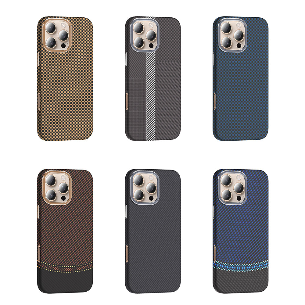 Apple iPhone 16 Pro Max Kılıf M-safe Şarj Özellikli Karbon Fiber Görünümlü Zore Gros Kapak Lacivert
