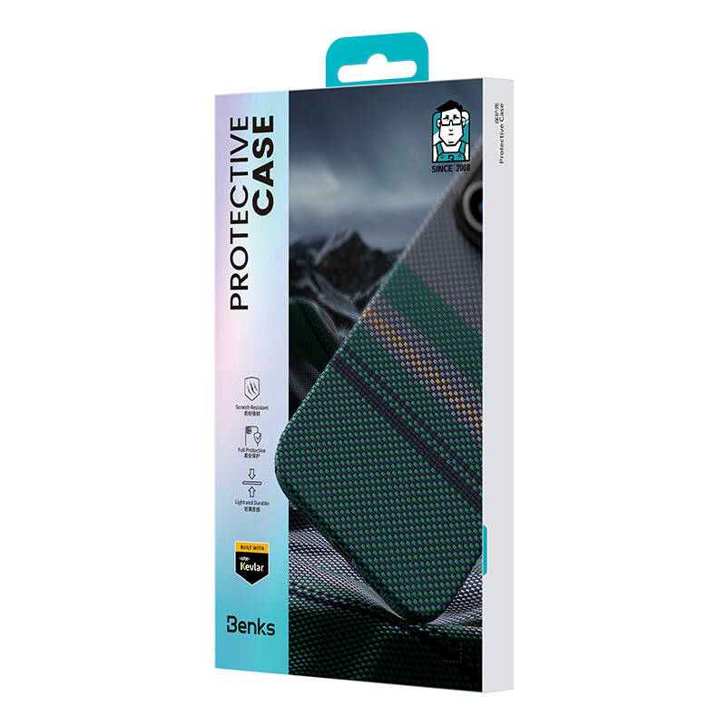 Apple iPhone 16 Pro Max Kılıf Magsafe Şarj Özellikli Karbon Fiber Tasarımlı Benks Aurora ArmorPro Kevlar Kapak Siyah