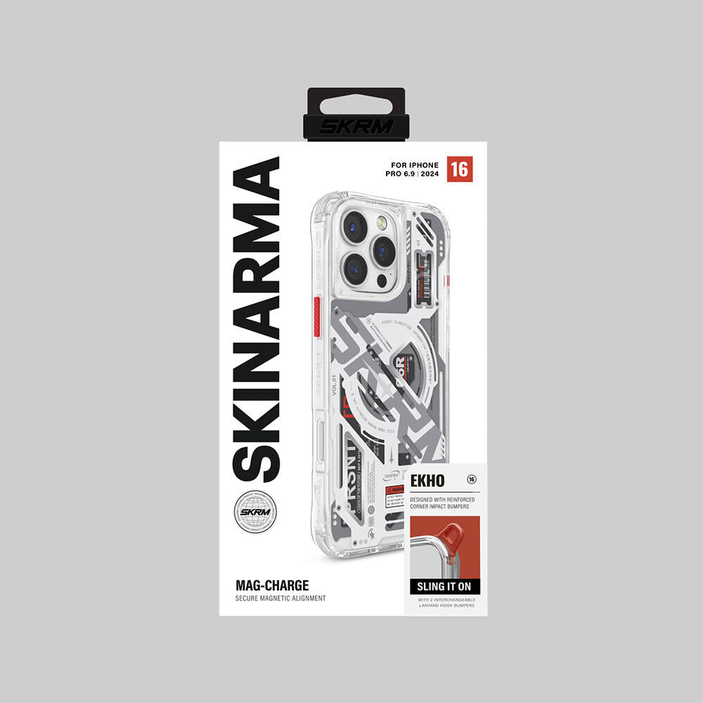 Apple iPhone 16 Pro Max Kılıf Magsafe Şarj Özellikli Katmanlı Makine Temalı SkinArma Ekho Kapak Siyah