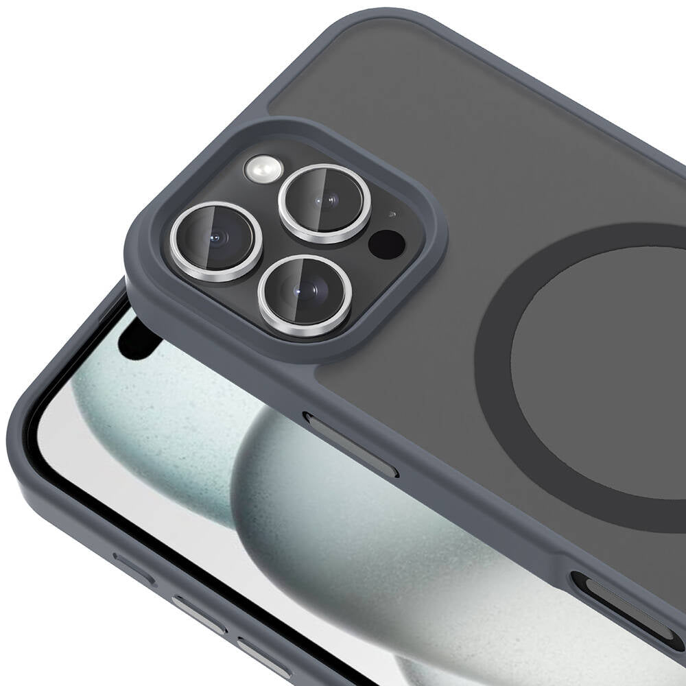 Apple iPhone 16 Pro Max Kılıf M-safe Şarj Özellikli Mat Arka Yüzey Zore Sio Kapak Gri