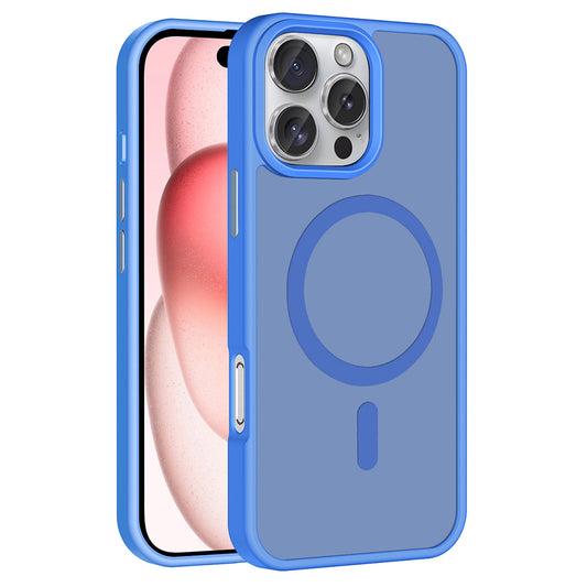 Apple iPhone 16 Pro Max Kılıf M-safe Şarj Özellikli Mat Arka Yüzey Zore Sio Kapak Mavi